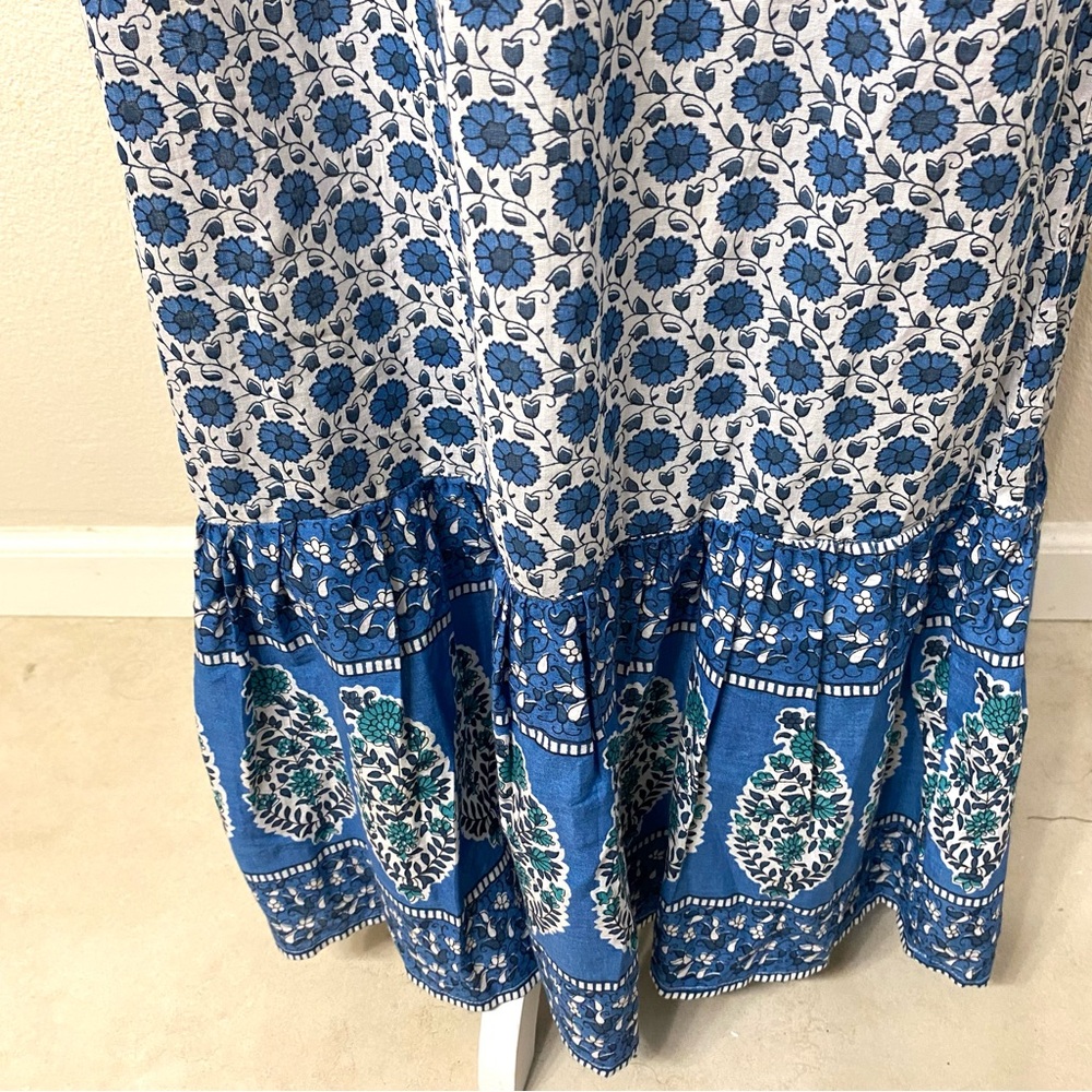 Emerson Fry India Collection Heritage Blue Flowers Sundress Maxi Dress XS/S - Picture 7 of 10